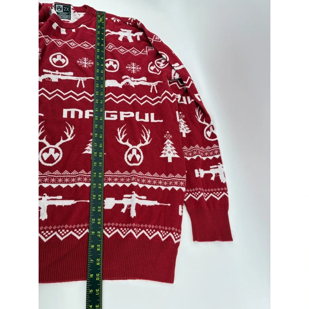 Magpul Industries Mens 2X Ugly Christmas Sweater Red White Tactical Rifle Antler